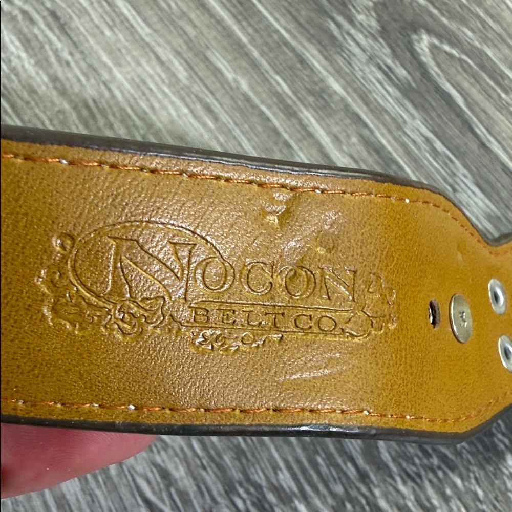 Nocona Brown Belt with Pink and Silver Details - Picture 2 of 5